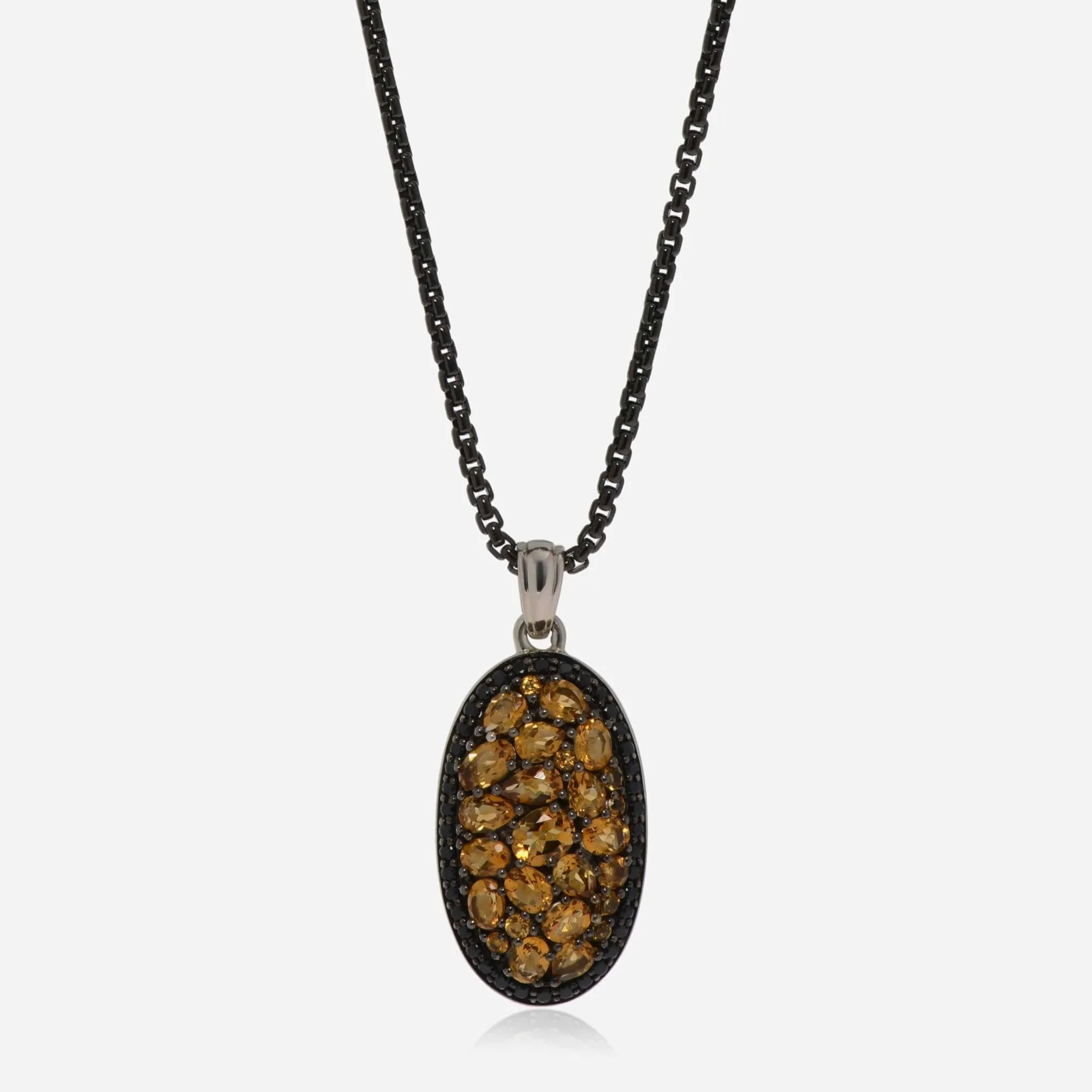 Charles Krypell Roxy Sterling Silver, Black Sapphire 0.62ct. tw. and Citrine Pendant Necklace 4-600-RXC