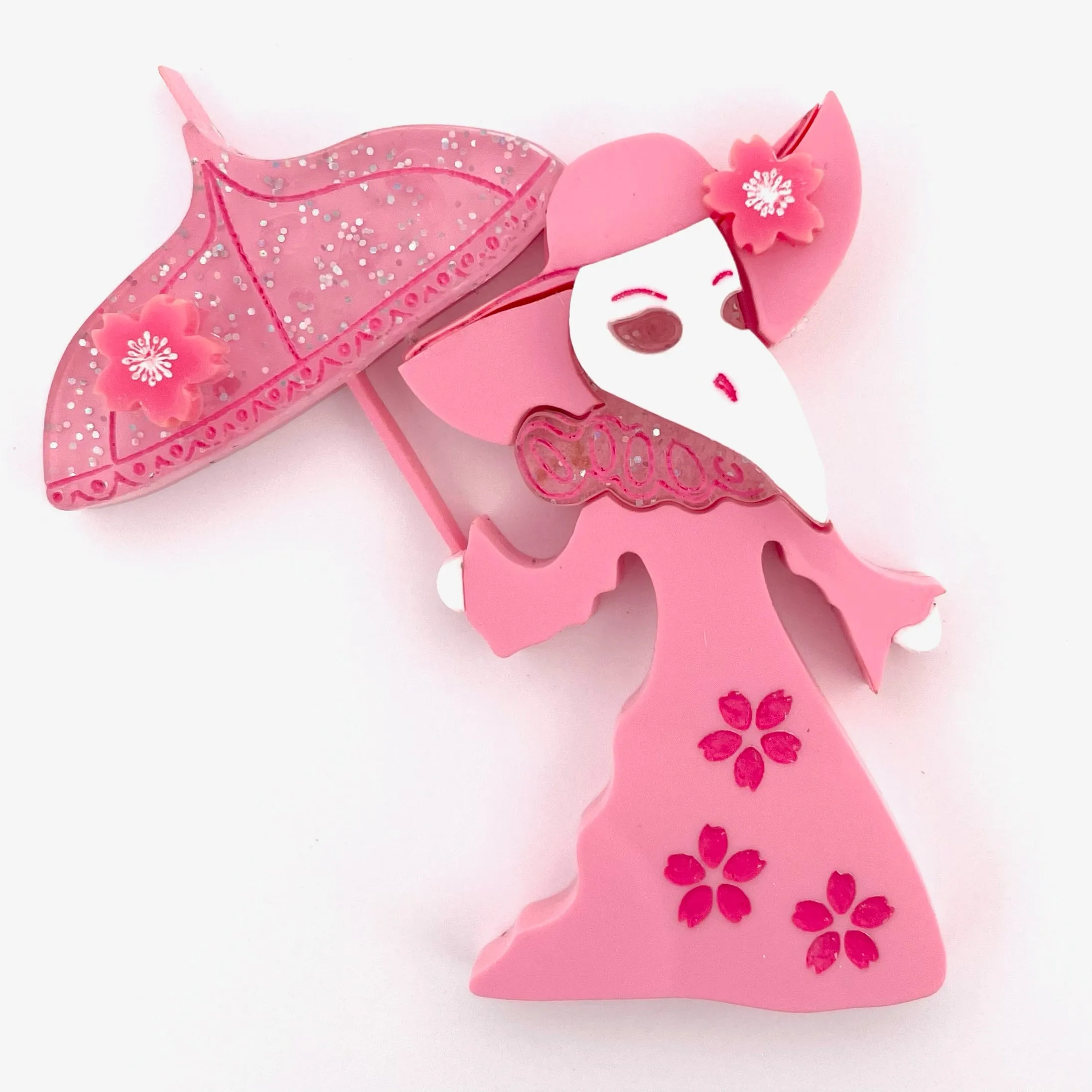 Cherry Blossom Female Plague Doctor - Brooch