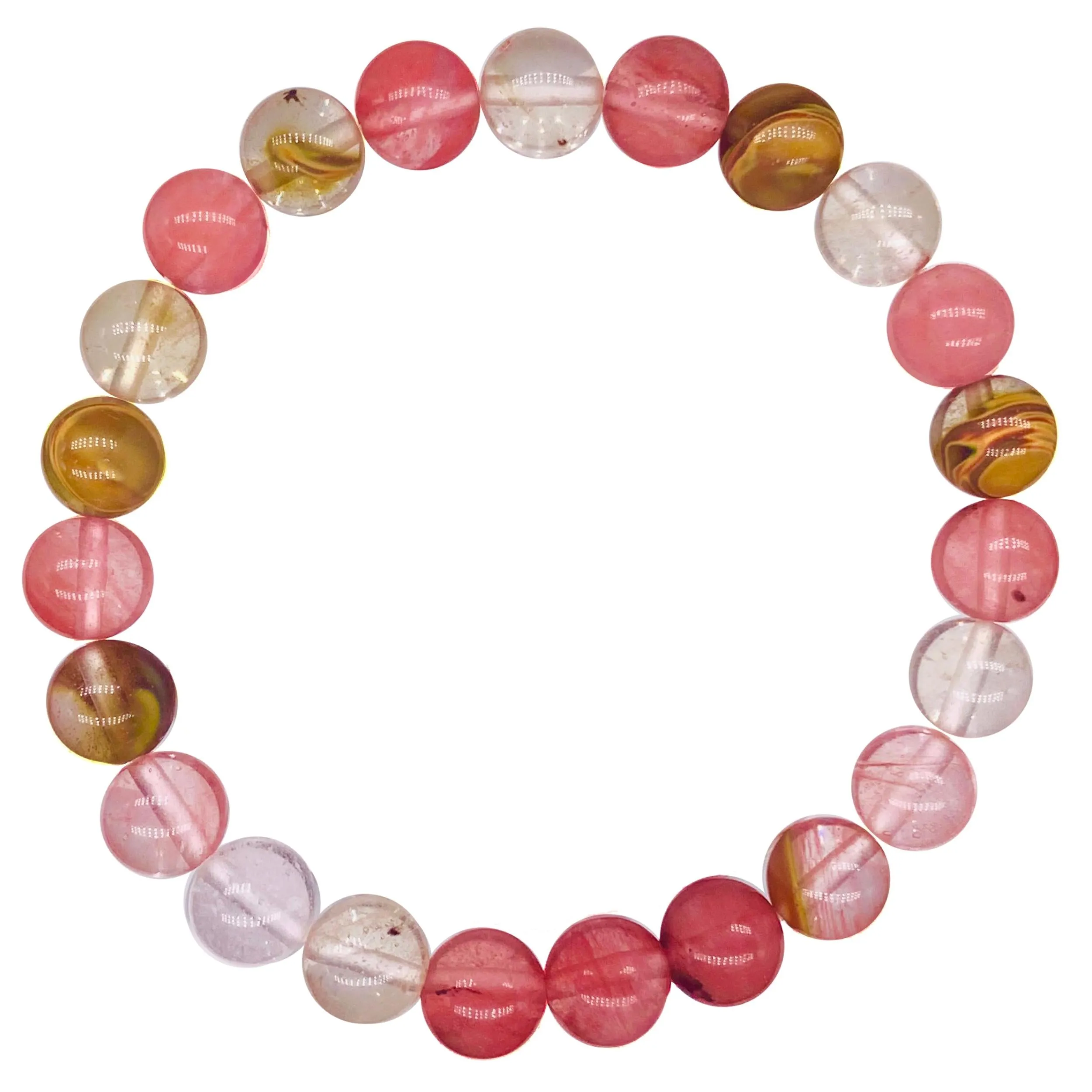 Cherry Quartz Beaded Crystal Bracelet