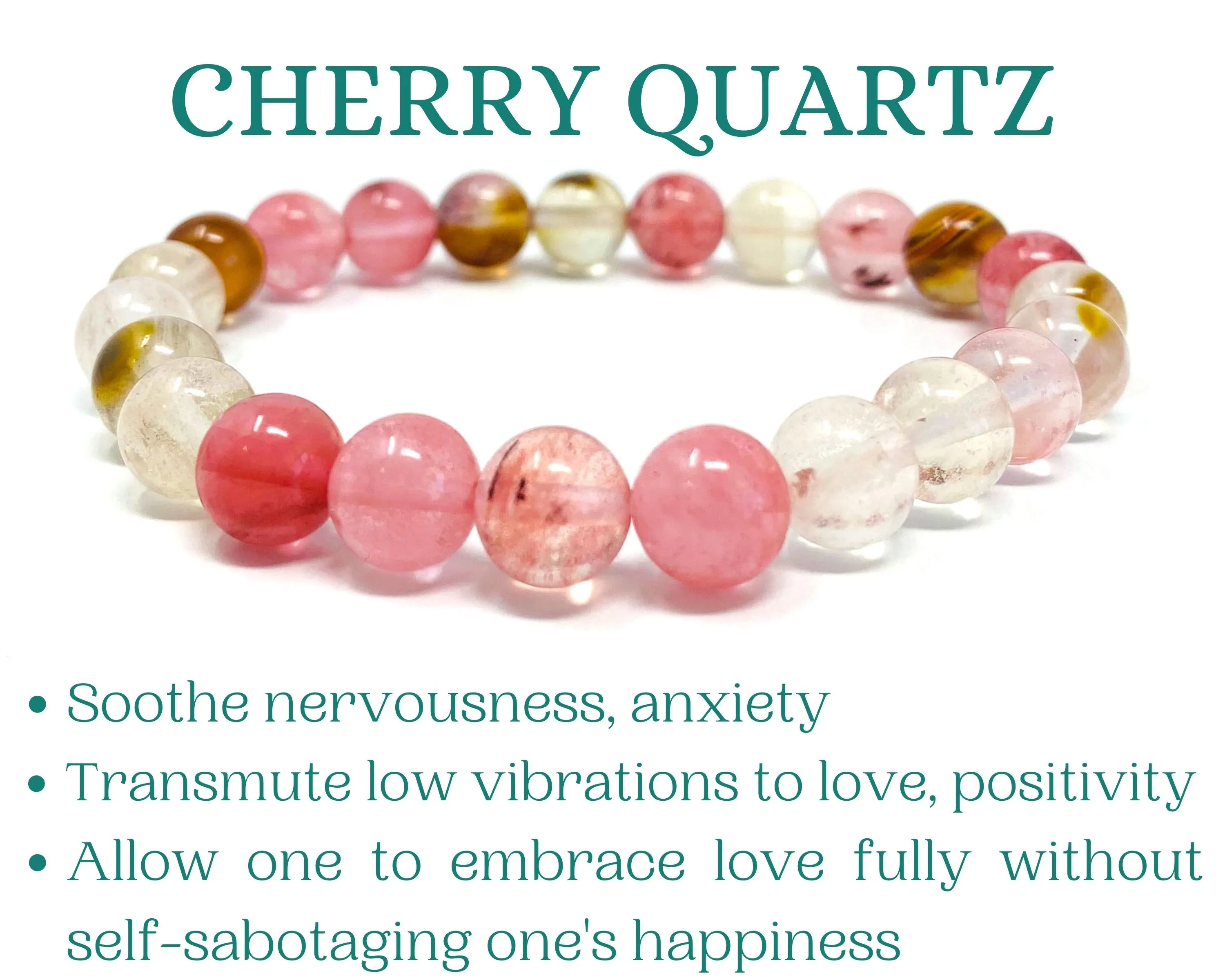 Cherry Quartz Beaded Crystal Bracelet