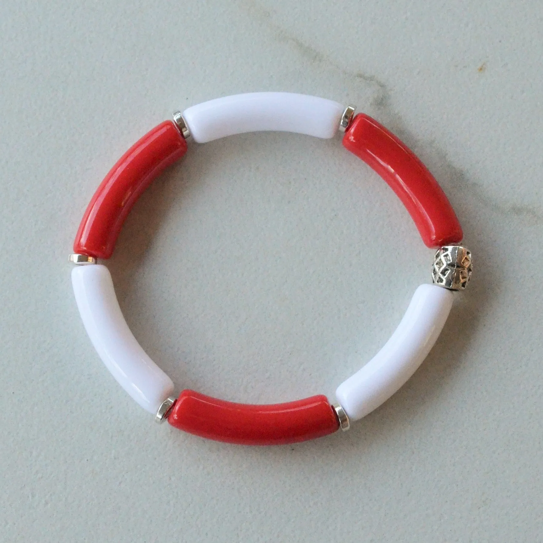 Christmas Bead Lucite Bracelet Stretch Womens Bracelet