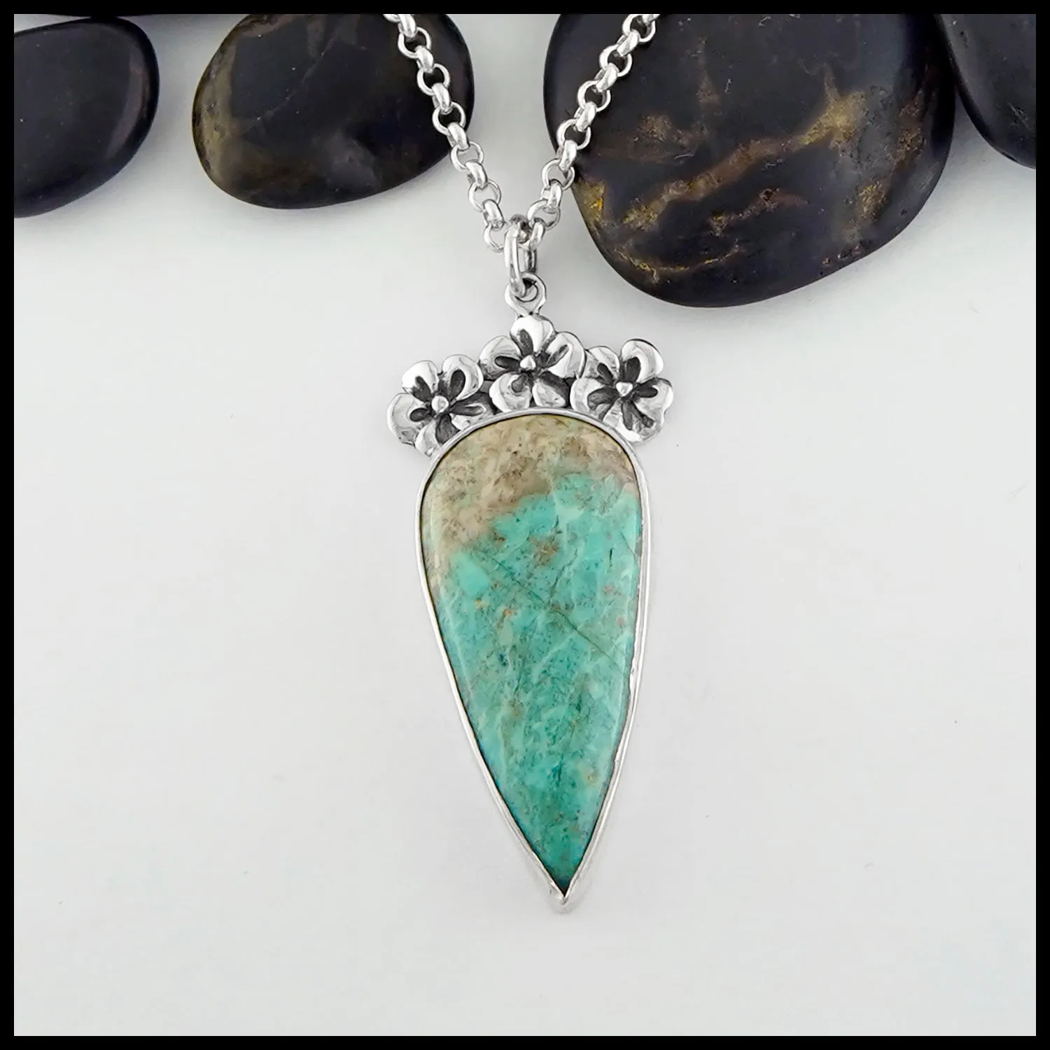 Chrysocolla Flower Pendant