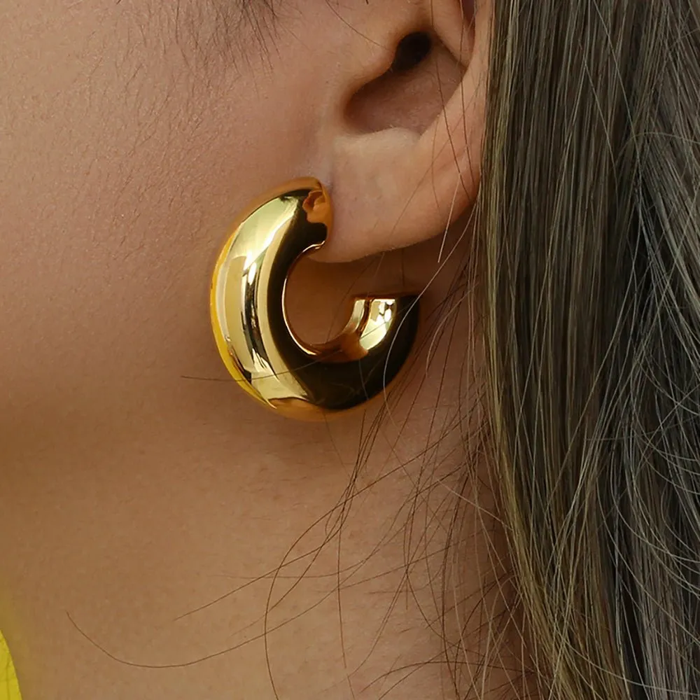 Chunky Hollow Hoop Earrings