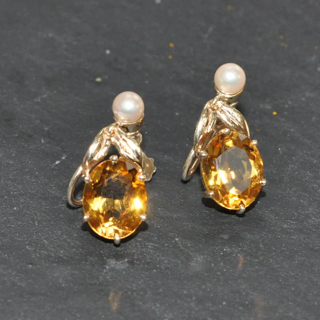 Citrine & Pearl Earrings