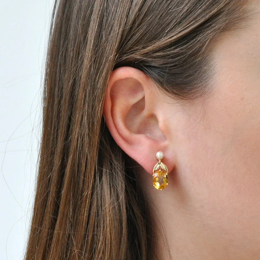 Citrine & Pearl Earrings