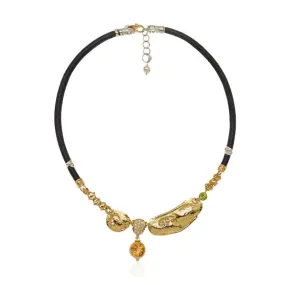 Citrine Drop Leather Necklace