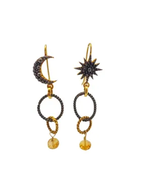 Citrine Moon and Star Earrings