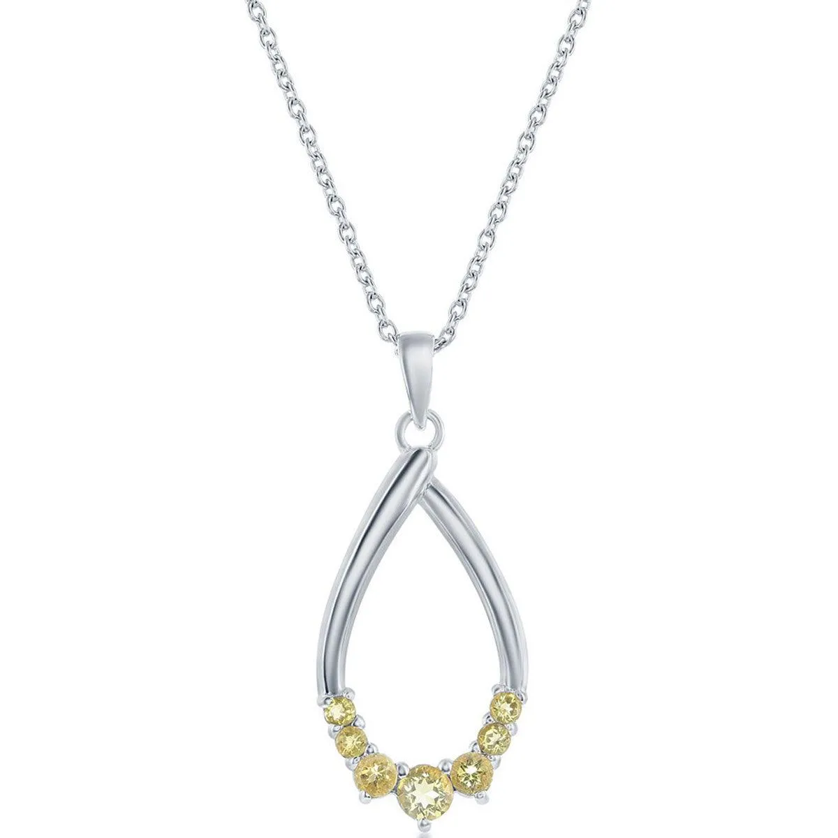 Classic Women's Necklace - Sterling Silver Pear-shaped Citrine Gemstone | M-6947