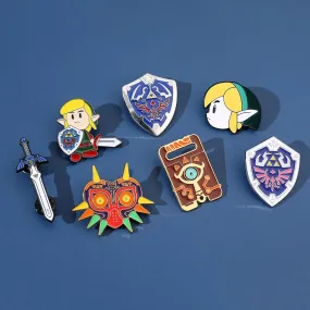 Classic Zelda Enamel Brooch Link Sword Lynel Shield Lapel Badge Pins