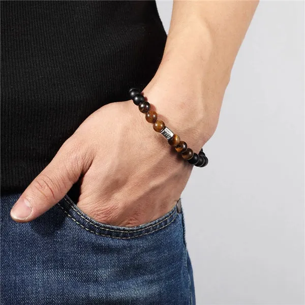 Classy Men Aquarius Brown Beaded Zodiac Bracelet