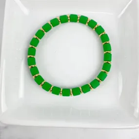 Clay Tube Bracelet with Disc 6mm "Kelly Green"