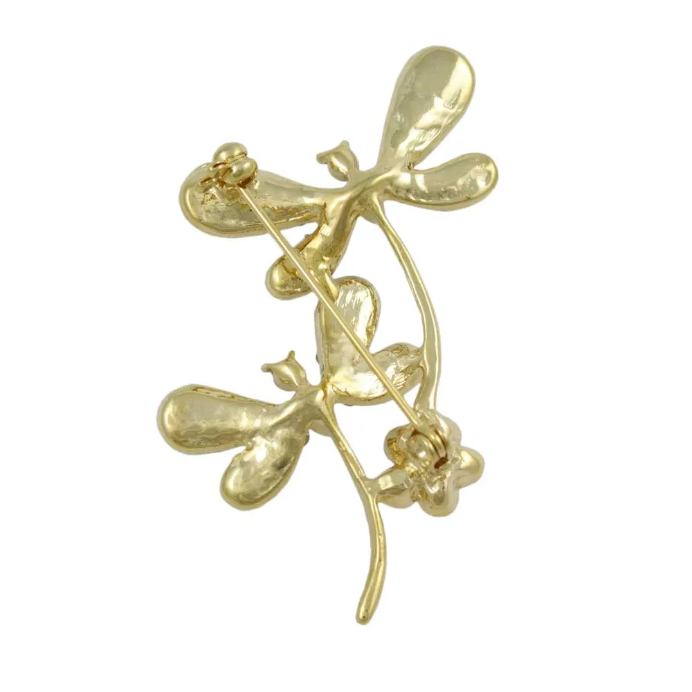 Clear Crystal Dragonflies with Daisy Brooch Pin - PRI478D