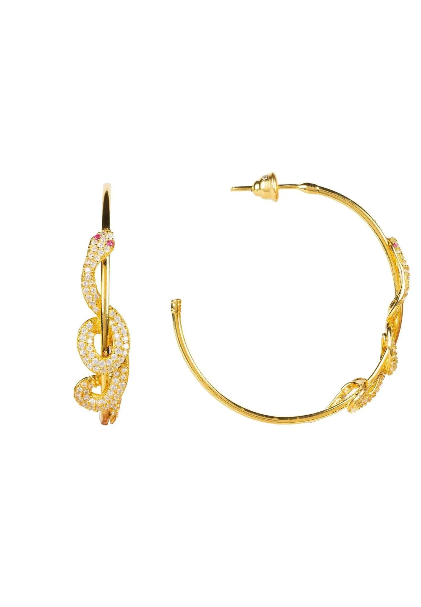 Cleopatra Serpent Snake Hoop Earrings Gold