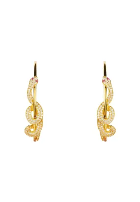 Cleopatra Serpent Snake Hoop Earrings Gold