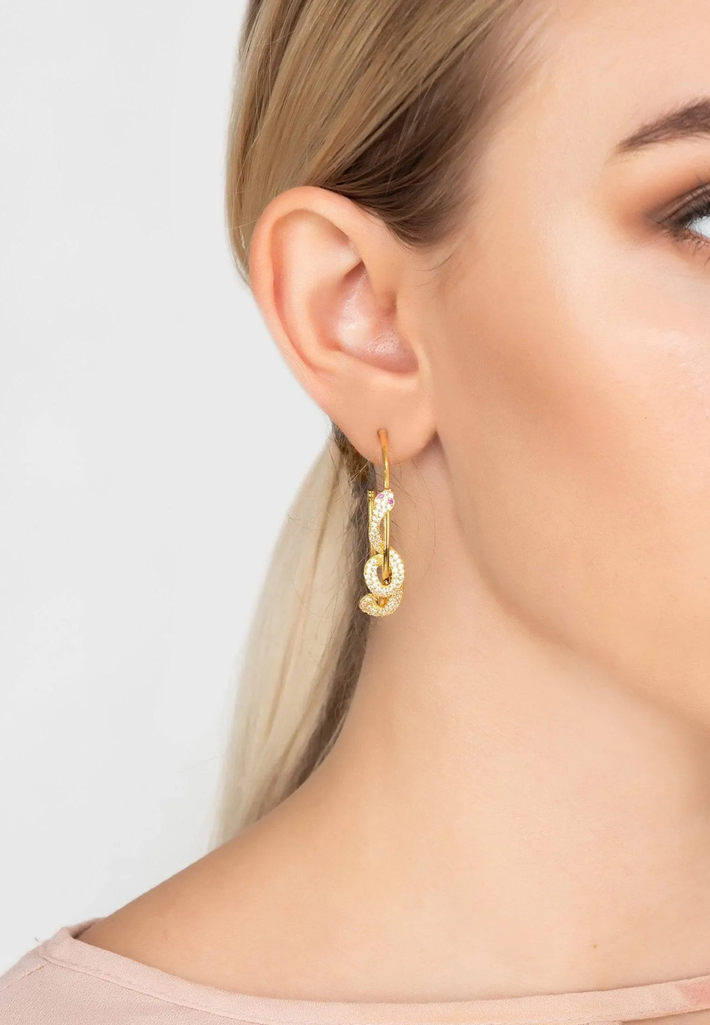 Cleopatra Serpent Snake Hoop Earrings Gold