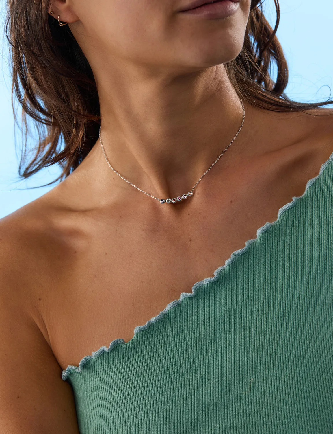 Collective Stone Bar Necklace | White Gold