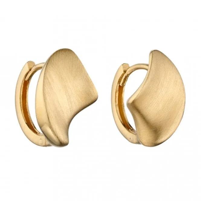 Concave Organic Huggie Hoop Yellow Gold Hoop Earrings GE2391