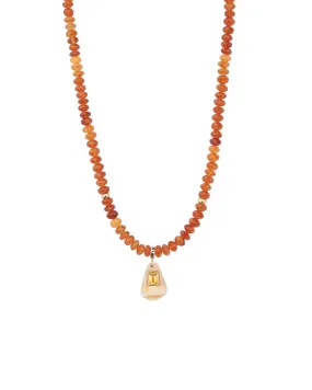 Conus Shell Mandarin Garnet Necklace