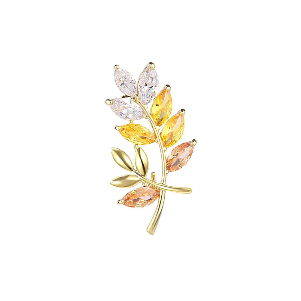 Copper Multicolor Wheat Ear Diamond Brooch