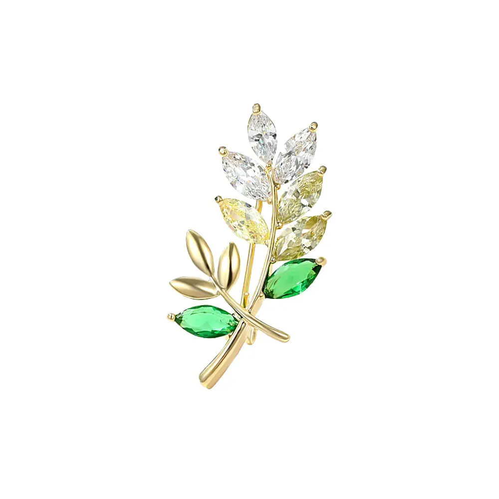 Copper Multicolor Wheat Ear Diamond Brooch