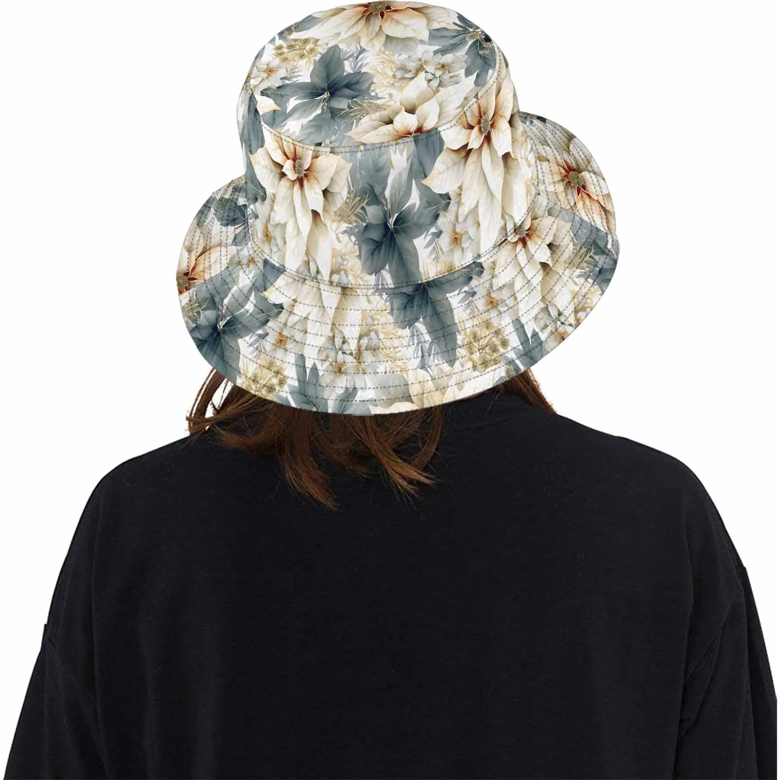 Cream Poinsettia  Unisex Summer Single-Layer Bucket Hat