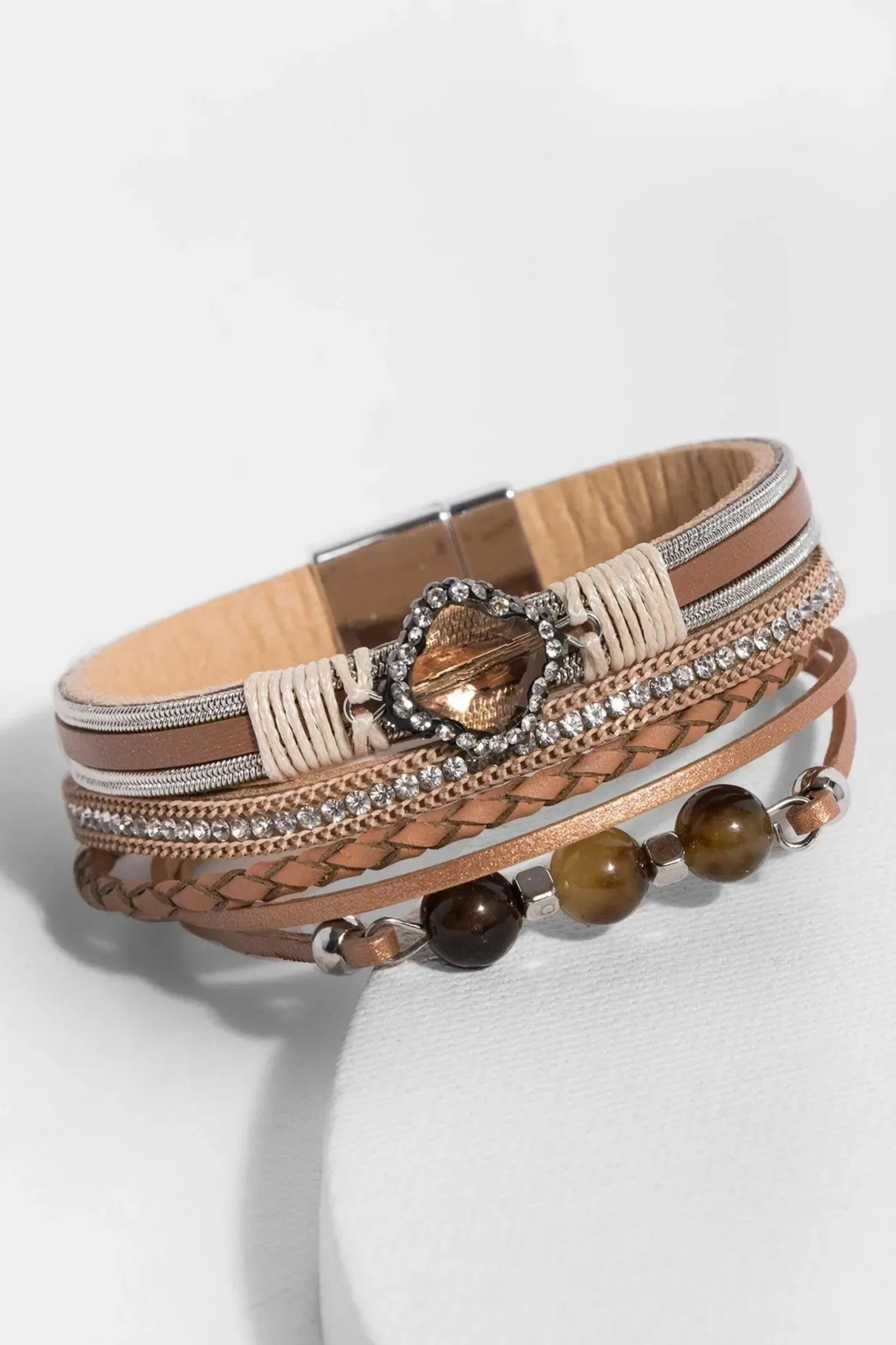 Crystal Beaded Leather Bracelet