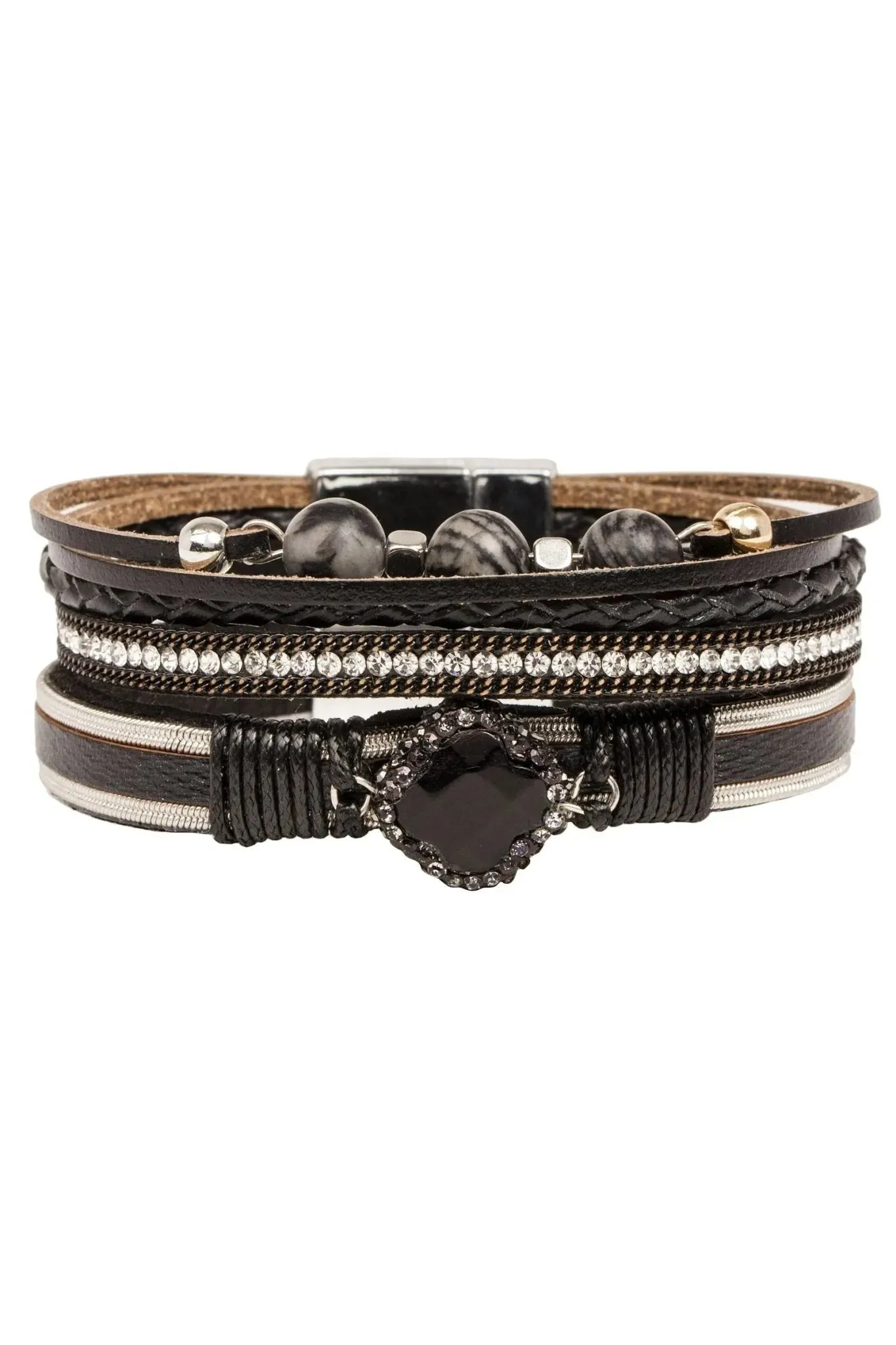 Crystal Beaded Leather Bracelet