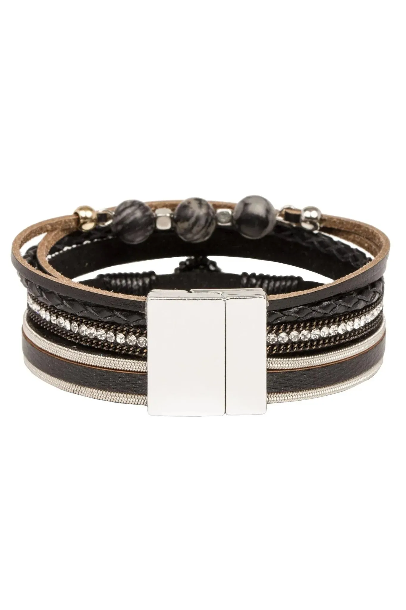 Crystal Beaded Leather Bracelet