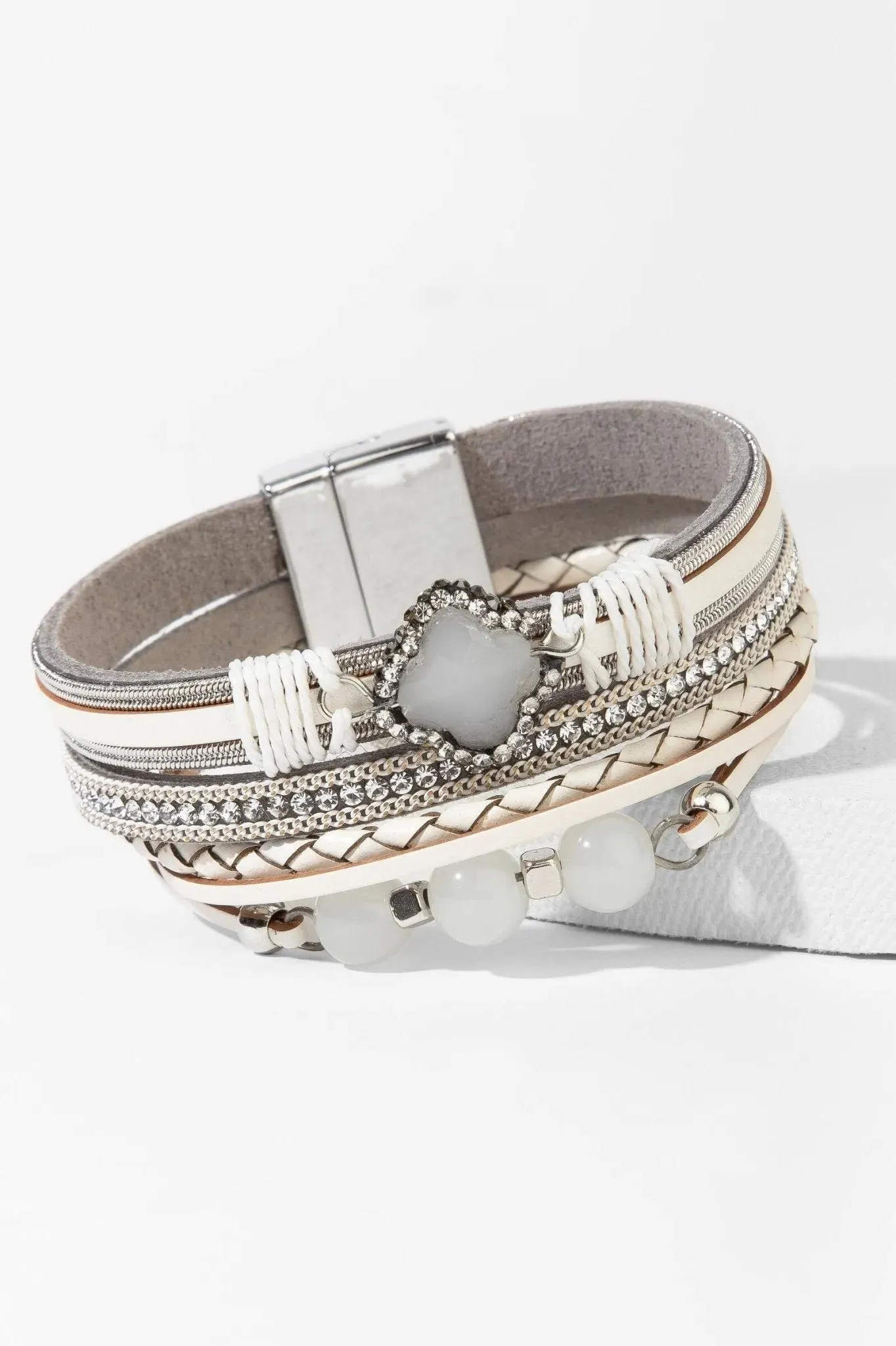 Crystal Beaded Leather Bracelet