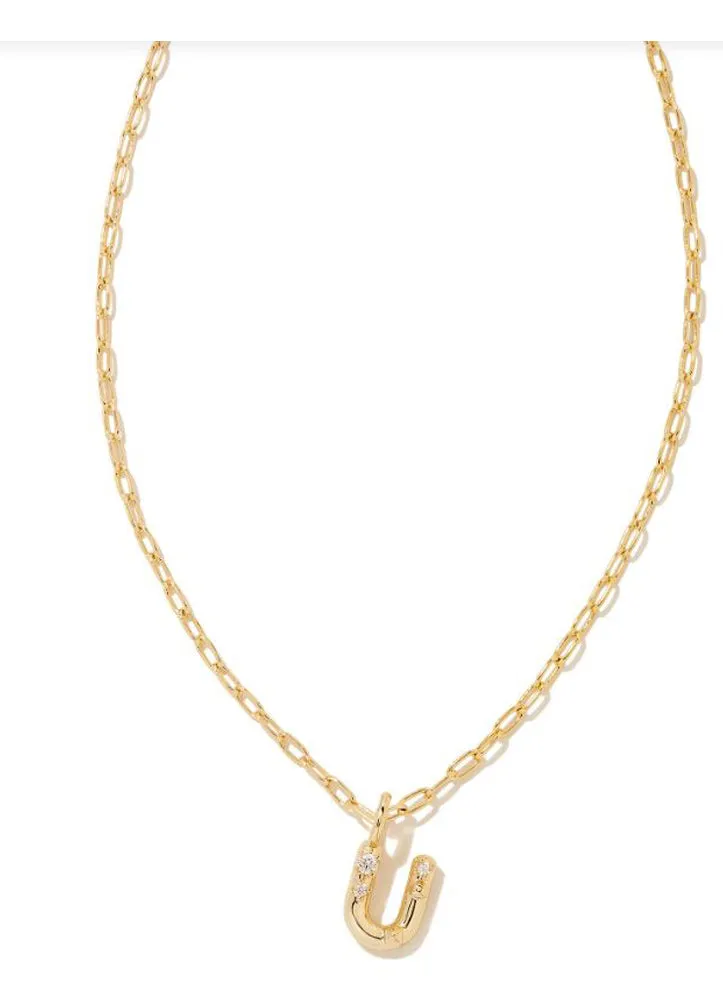 Crystal Ltr U Pendant Gold by Kendra Scott