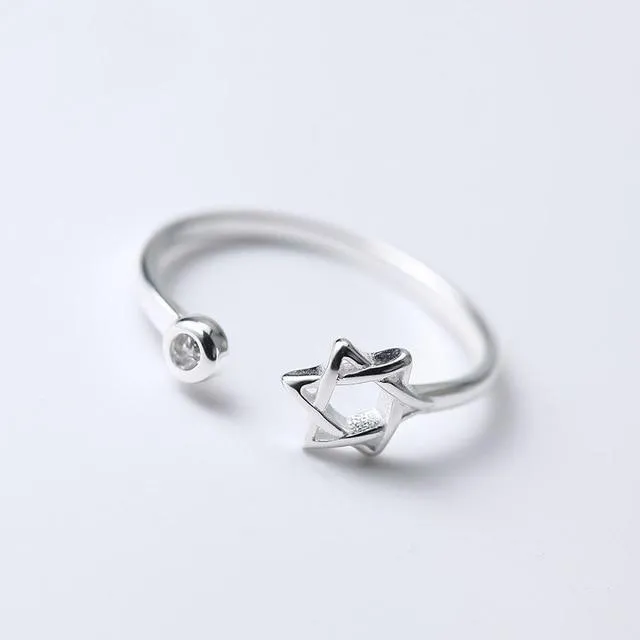 Cubic Zircon White Fish Adjustable SilverRings for Woman