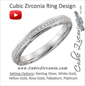 Cubic Zirconia Anniversary Ring Band, Style 03-86 (0.15 TCW Round Prong)