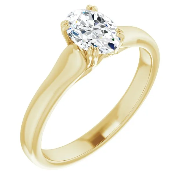 Cubic Zirconia Engagement Ring- The Alissa (Customizable Oval Cut Solitaire with Under-trellis Design)