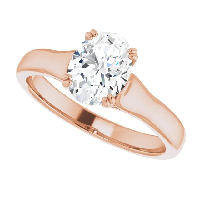 Cubic Zirconia Engagement Ring- The Alissa (Customizable Oval Cut Solitaire with Under-trellis Design)