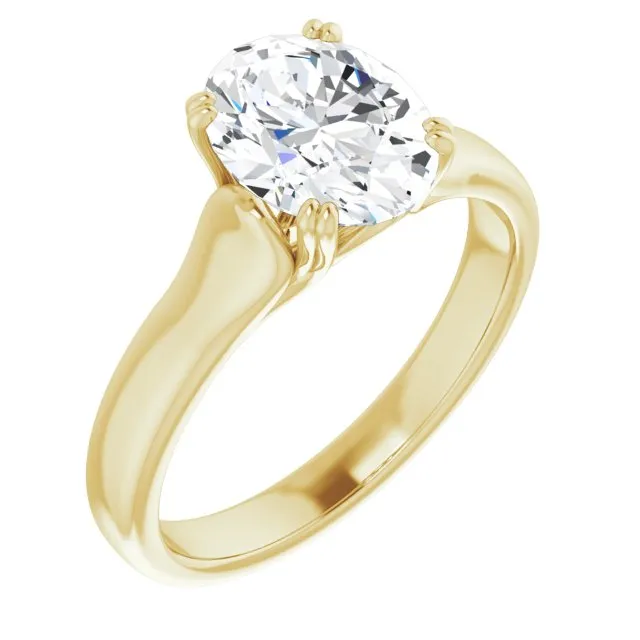 Cubic Zirconia Engagement Ring- The Alissa (Customizable Oval Cut Solitaire with Under-trellis Design)