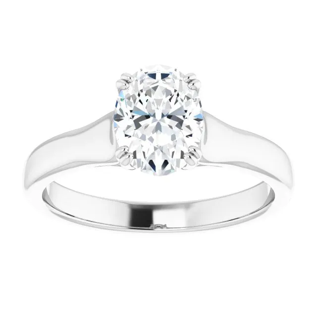 Cubic Zirconia Engagement Ring- The Alissa (Customizable Oval Cut Solitaire with Under-trellis Design)