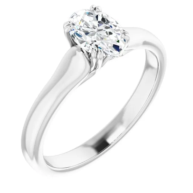 Cubic Zirconia Engagement Ring- The Alissa (Customizable Oval Cut Solitaire with Under-trellis Design)