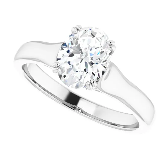 Cubic Zirconia Engagement Ring- The Alissa (Customizable Oval Cut Solitaire with Under-trellis Design)