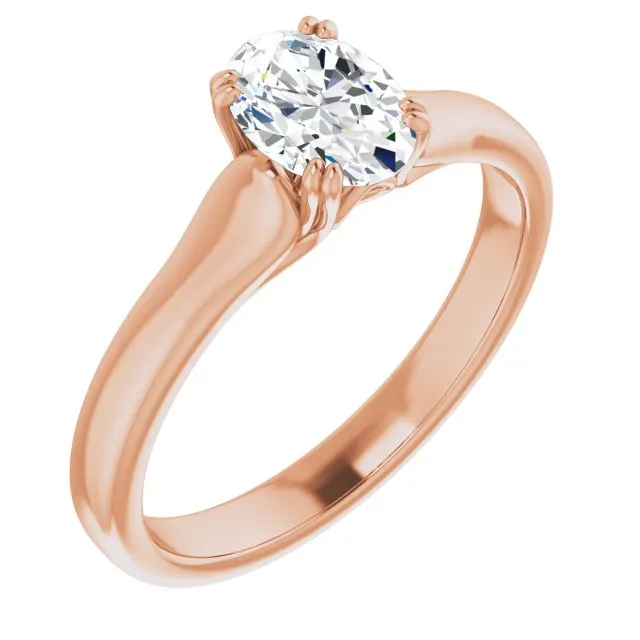 Cubic Zirconia Engagement Ring- The Alissa (Customizable Oval Cut Solitaire with Under-trellis Design)