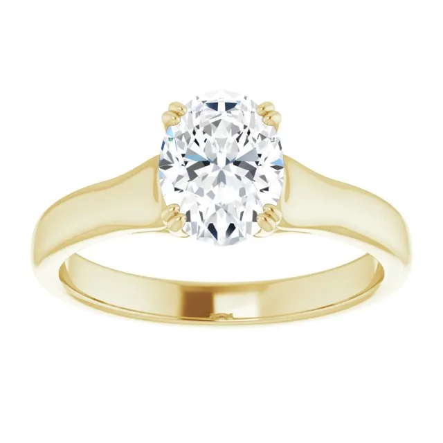 Cubic Zirconia Engagement Ring- The Alissa (Customizable Oval Cut Solitaire with Under-trellis Design)