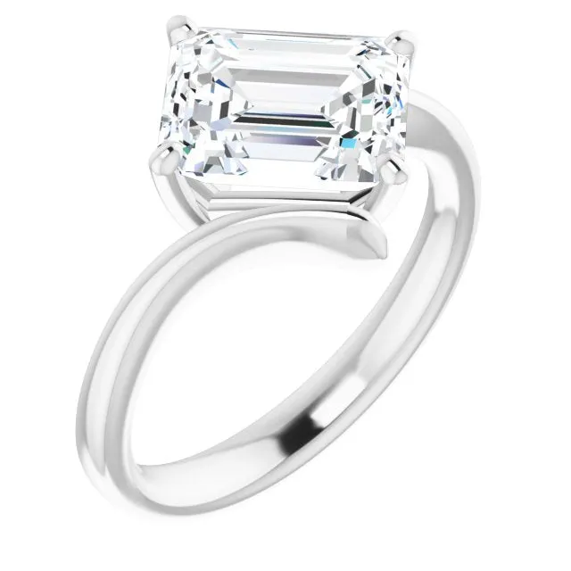 Cubic Zirconia Engagement Ring- The Alva (Customizable Emerald Cut Solitaire with Thin, Bypass-style Band)