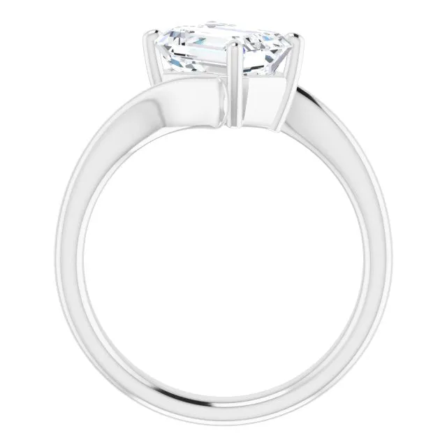 Cubic Zirconia Engagement Ring- The Alva (Customizable Emerald Cut Solitaire with Thin, Bypass-style Band)