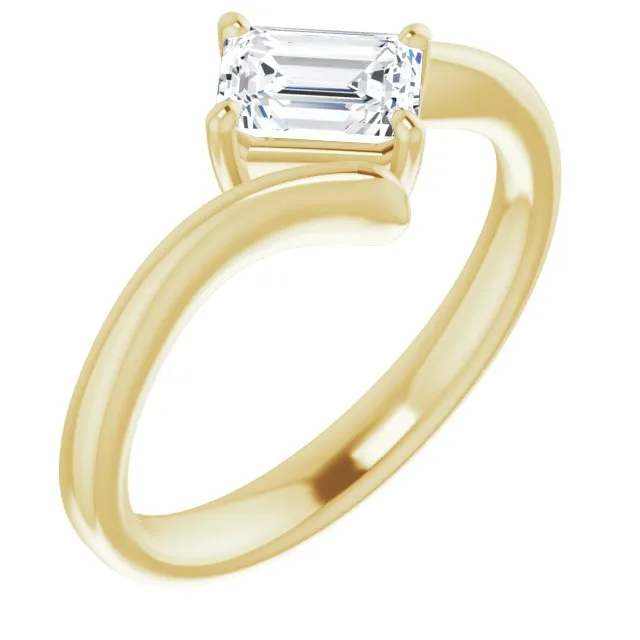 Cubic Zirconia Engagement Ring- The Alva (Customizable Emerald Cut Solitaire with Thin, Bypass-style Band)