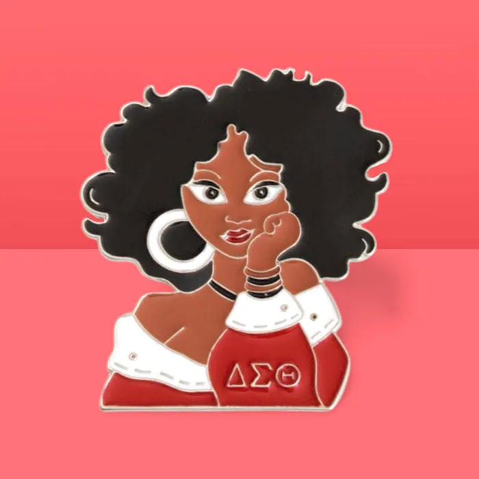 Curly Hair Woman Pin