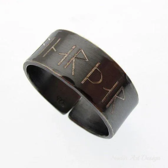 Custom Viking Ring - Elder Futhark Runes Ring