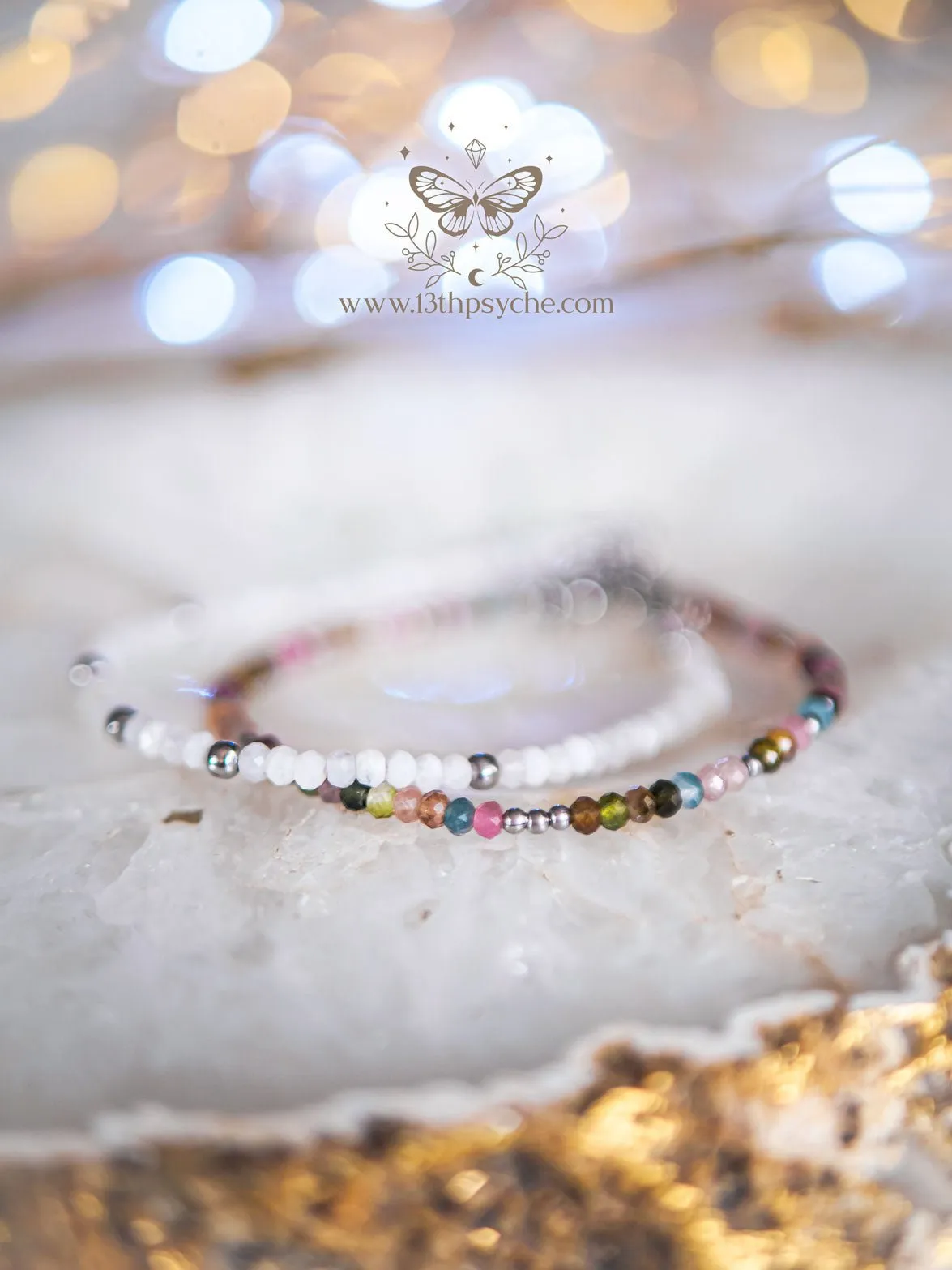 Dainty faceted watermelon Tourmaline gemstone bracelet