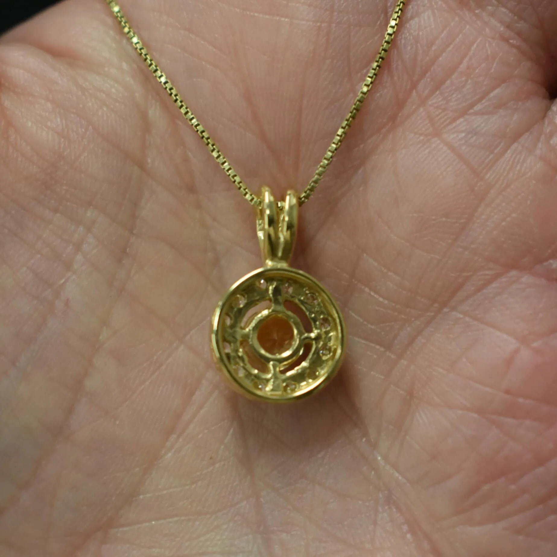 Dainty Round Yellow Pendant - Natural Citrine Necklace, Gold Citrine Pendant