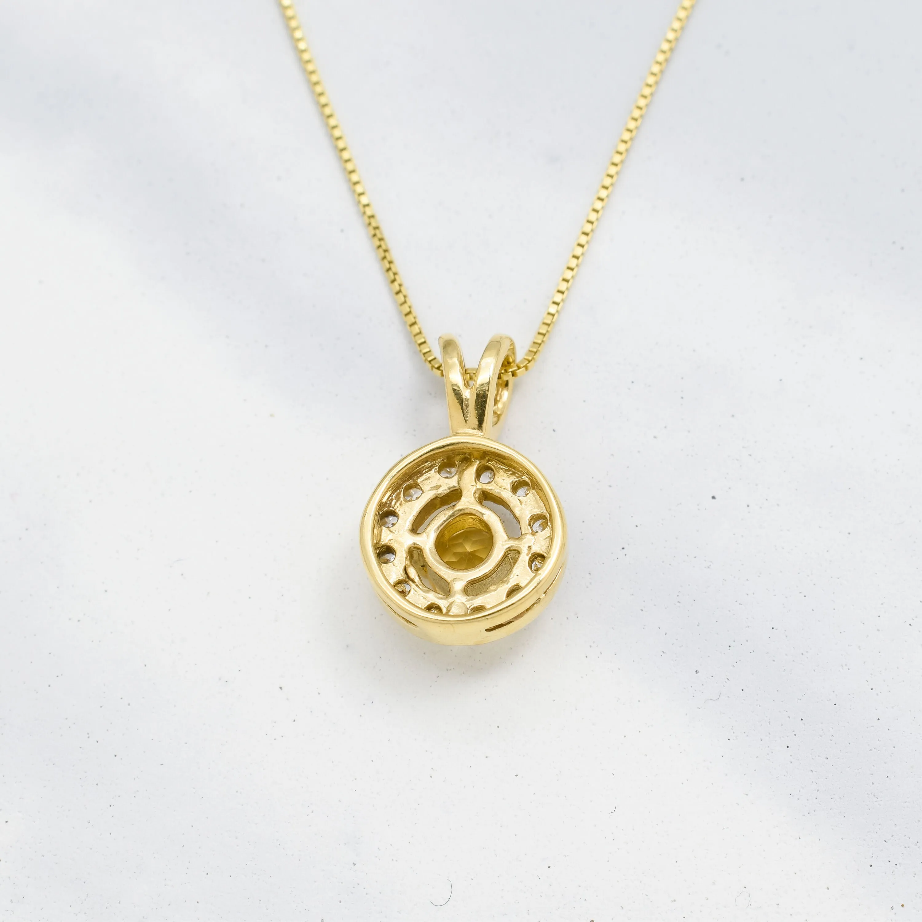 Dainty Round Yellow Pendant - Natural Citrine Necklace, Gold Citrine Pendant