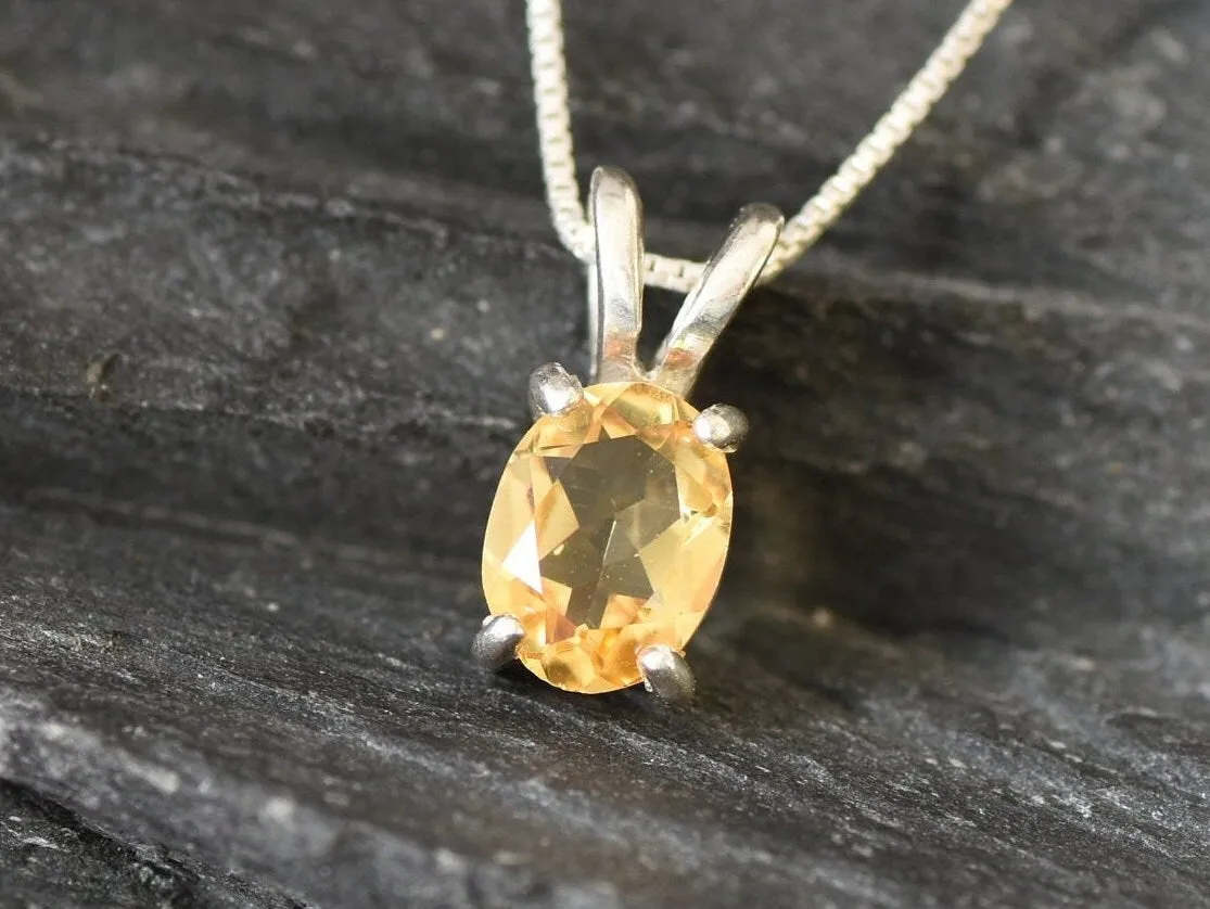 Dainty Yellow Pendant - Natural Citrine Necklace - November Birthstone Necklace