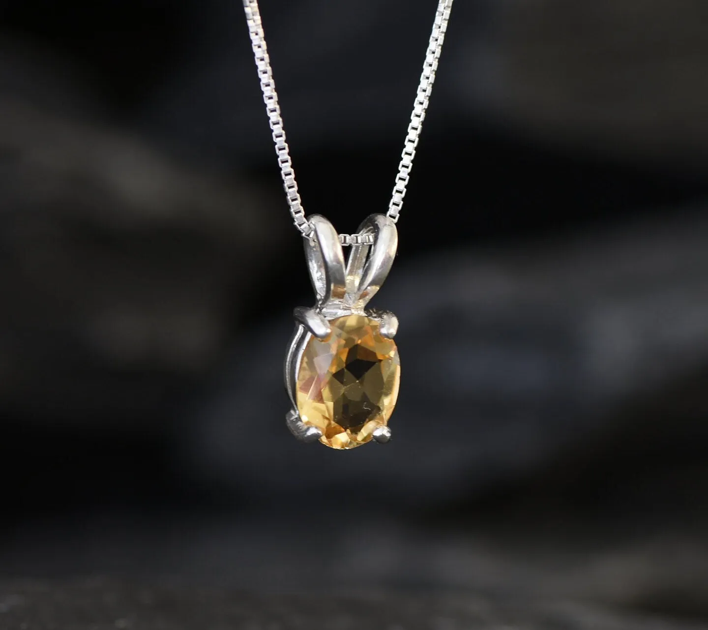 Dainty Yellow Pendant - Natural Citrine Necklace - November Birthstone Necklace